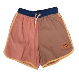 Zara Colorblock Swim Shorts Size 6-7 Kids Salmon Pink Brown Navy Retro Sport
